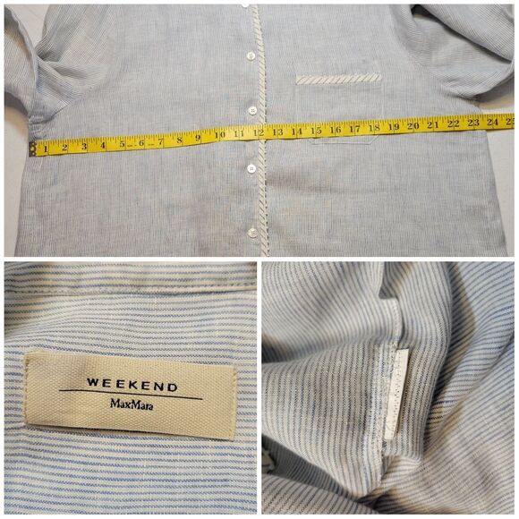 Weekend MaxMara Apotema Linen Canvas Shirt Button Up - Picture 15 of 16
